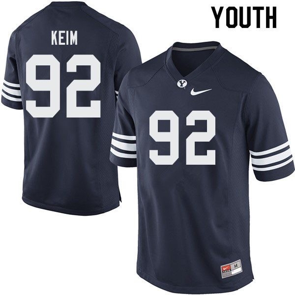 Youth #92 Brayden Keim BYU Cougars College Football Jerseys Sale-Navy - Click Image to Close
